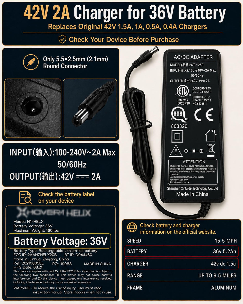 vhbw cable largo 9.8ft detalle que facilita enchufar sin mover el patinete