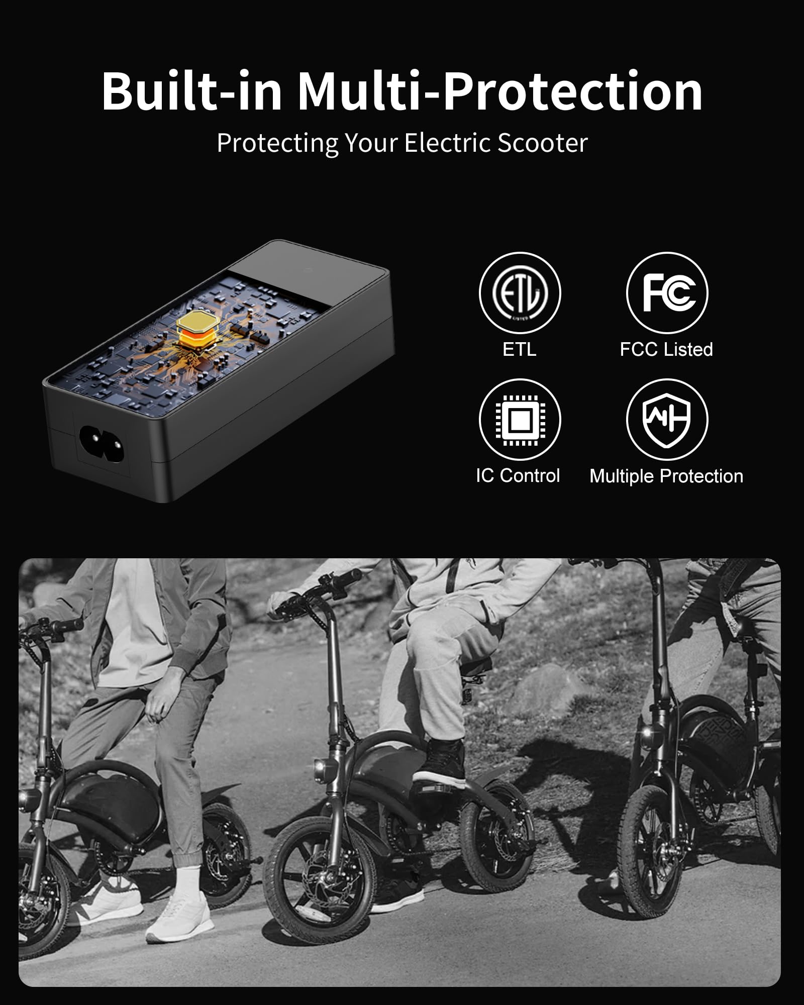 vhbw cargador en escenario urbano con scooter Jetson demostrando utilidad diaria