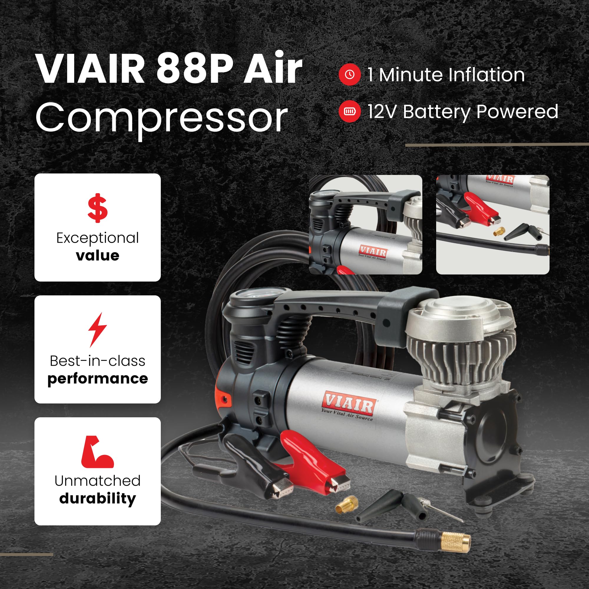 VIAIR 88P detalle del manómetro para control preciso de presión