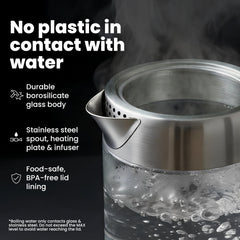 Vianté Alba primer plano del infusor de acero inoxidable, para hojas sueltas