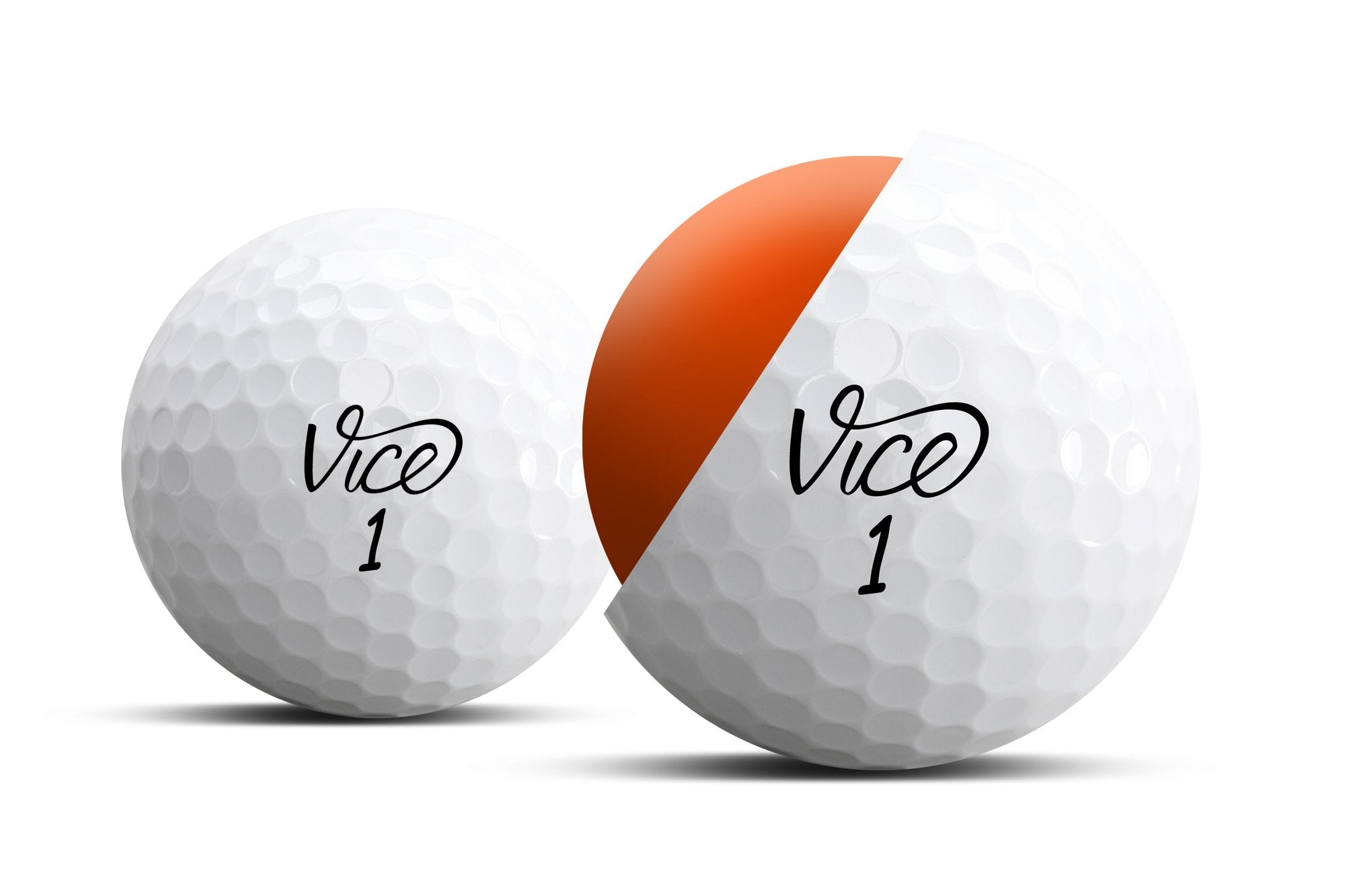 Vice Golf bola en tee en acción con mayor rodadura y control