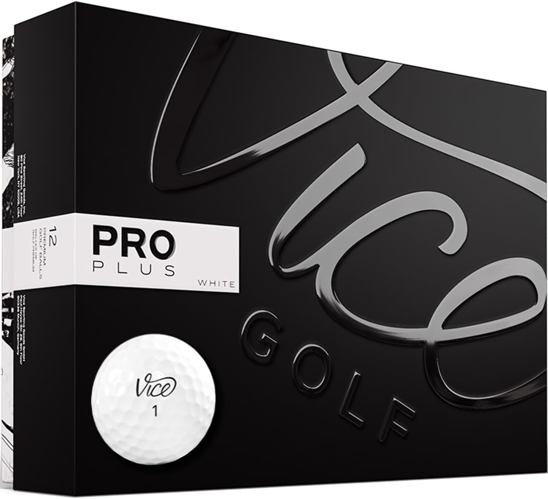 Vice Golf pelota Pro Plus frontal con logo y visibilidad clara