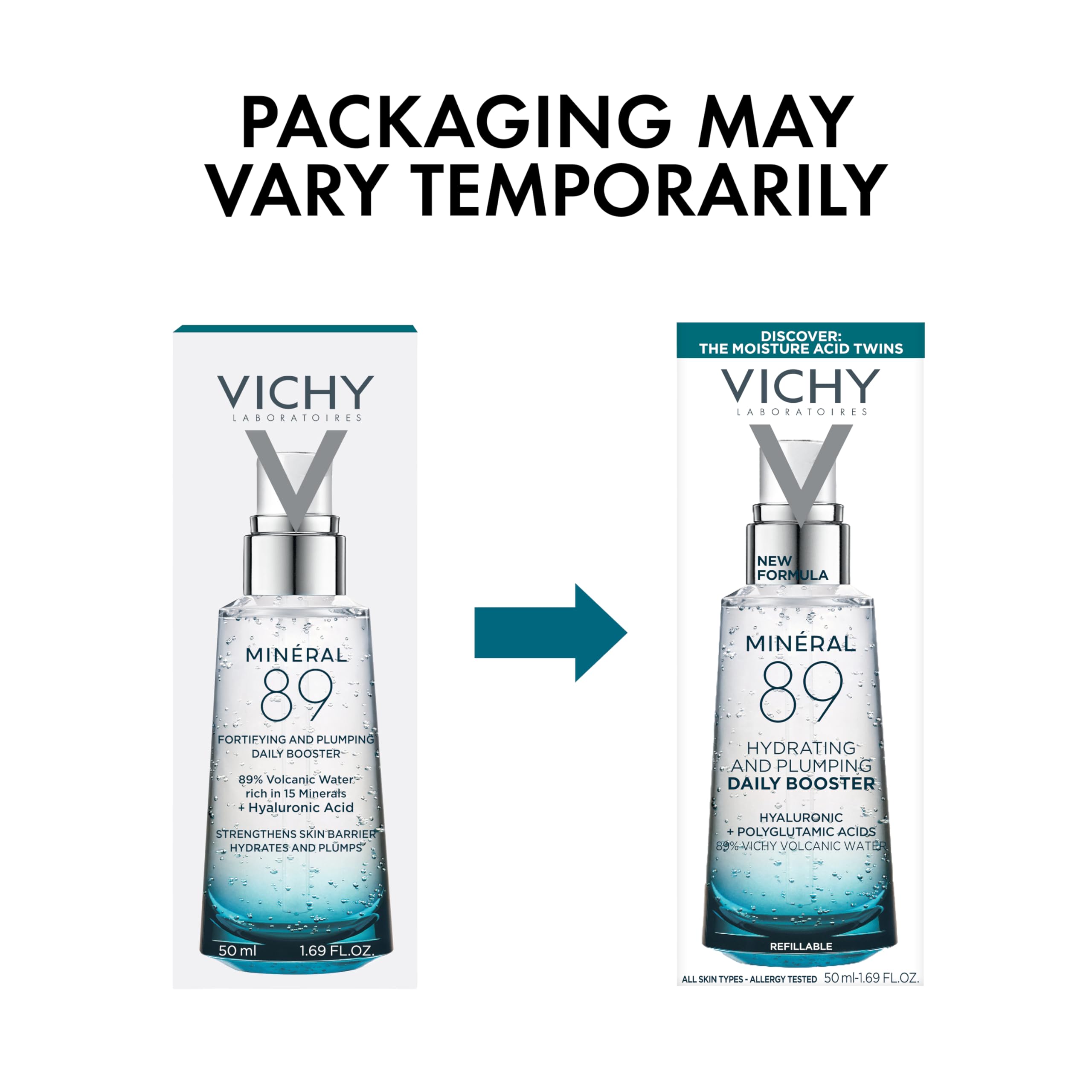 VICHY bottle paired with moisture cream illustrating boosted hydration routine