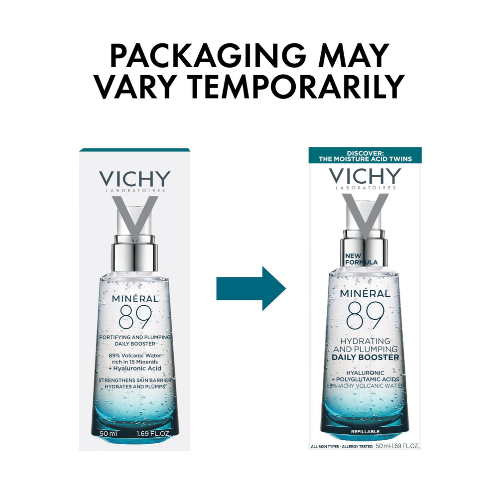VICHY bottle paired with moisture cream illustrating boosted hydration routine