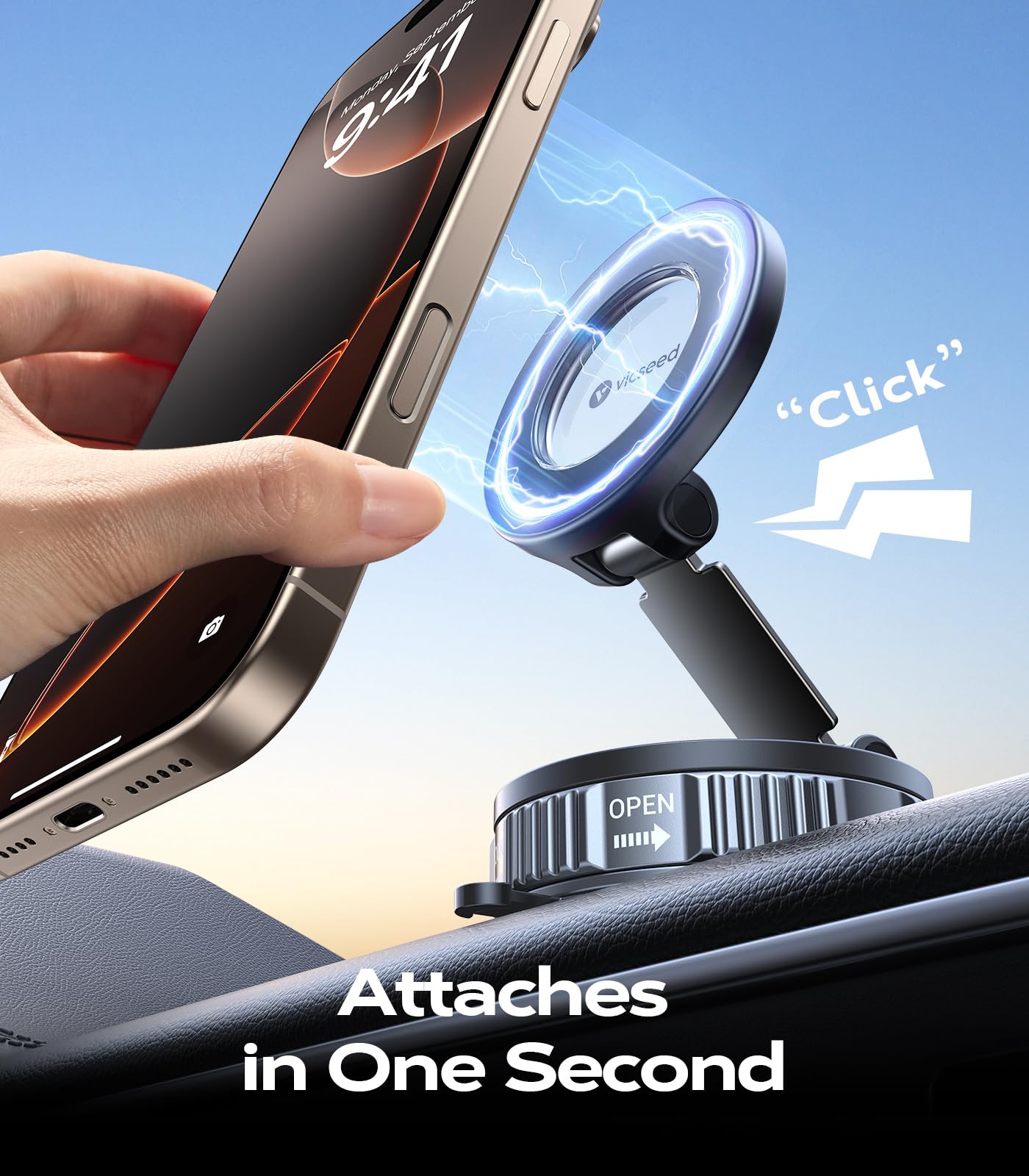 VICSEED in car portrait and landscape showing flexible viewing angles