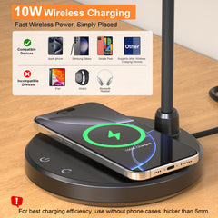 Vicsoon base mostrando teléfono cargando inalámbricamente y escritorio despejado
