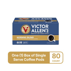 Victor Allen's Coffee primer plano de granos que sugiere sabor Arábica suave