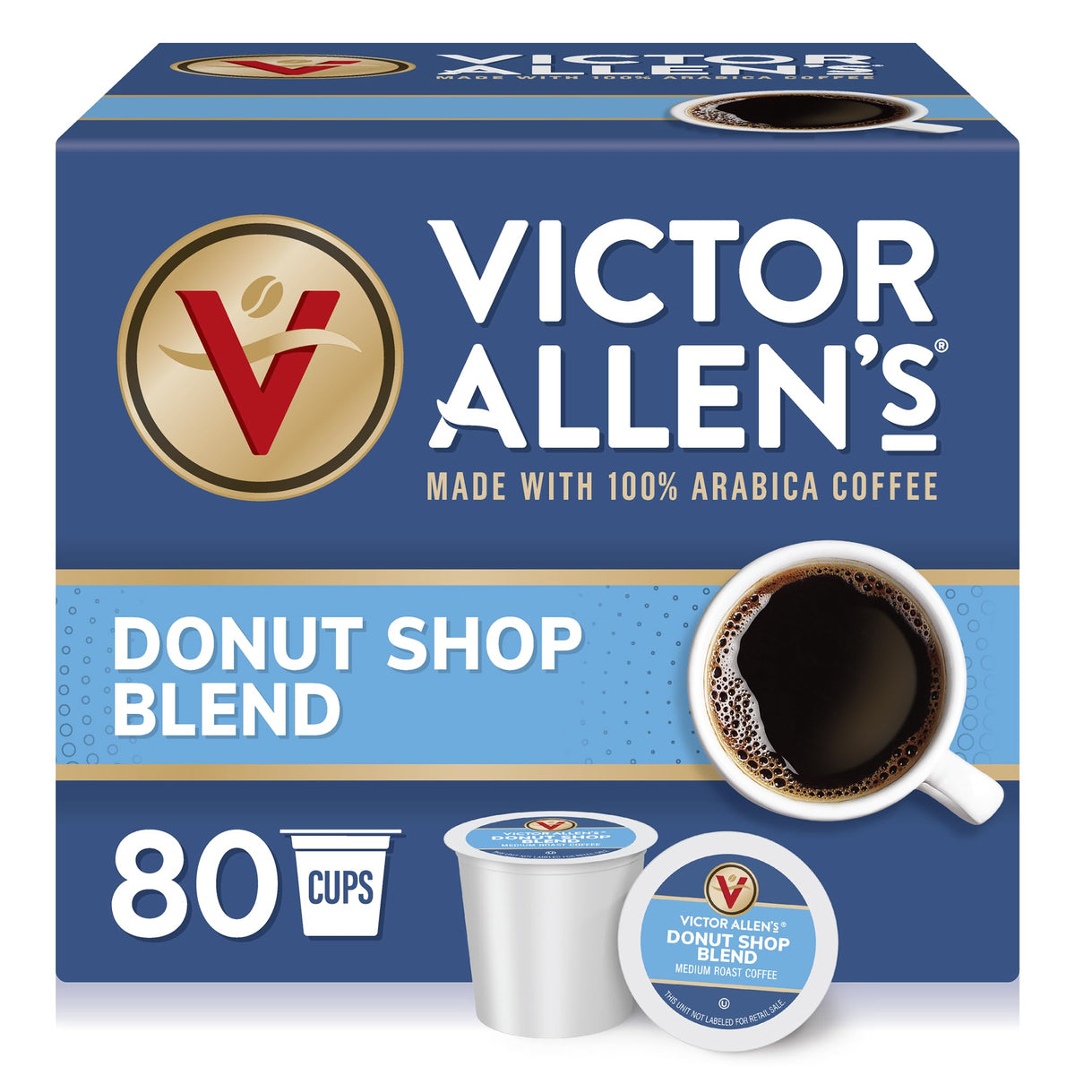 Victor Allen's packaging frontal mostrando 80 cápsulas y conveniencia
