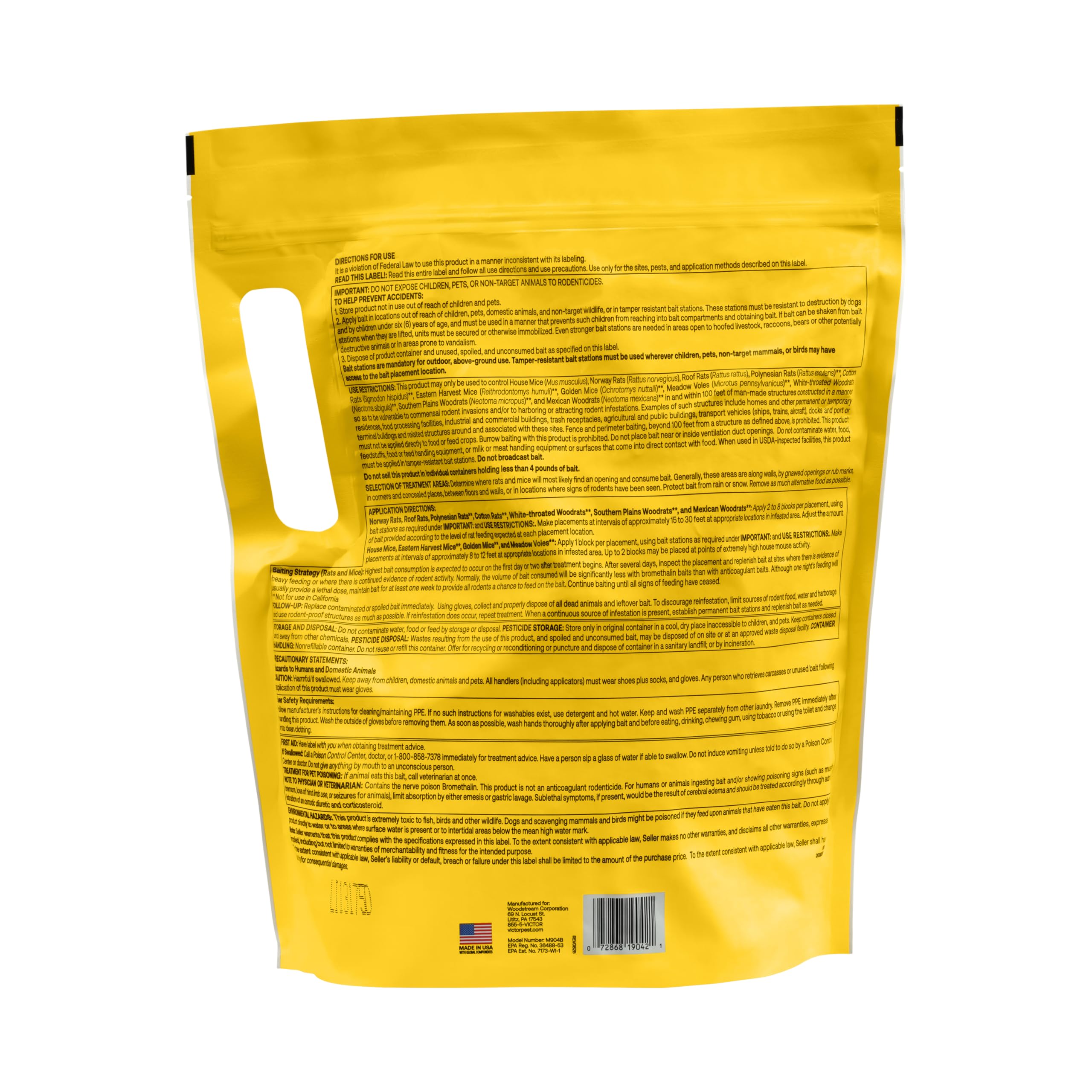 Victor open bag with spread of bait blocks to show 86-count contents