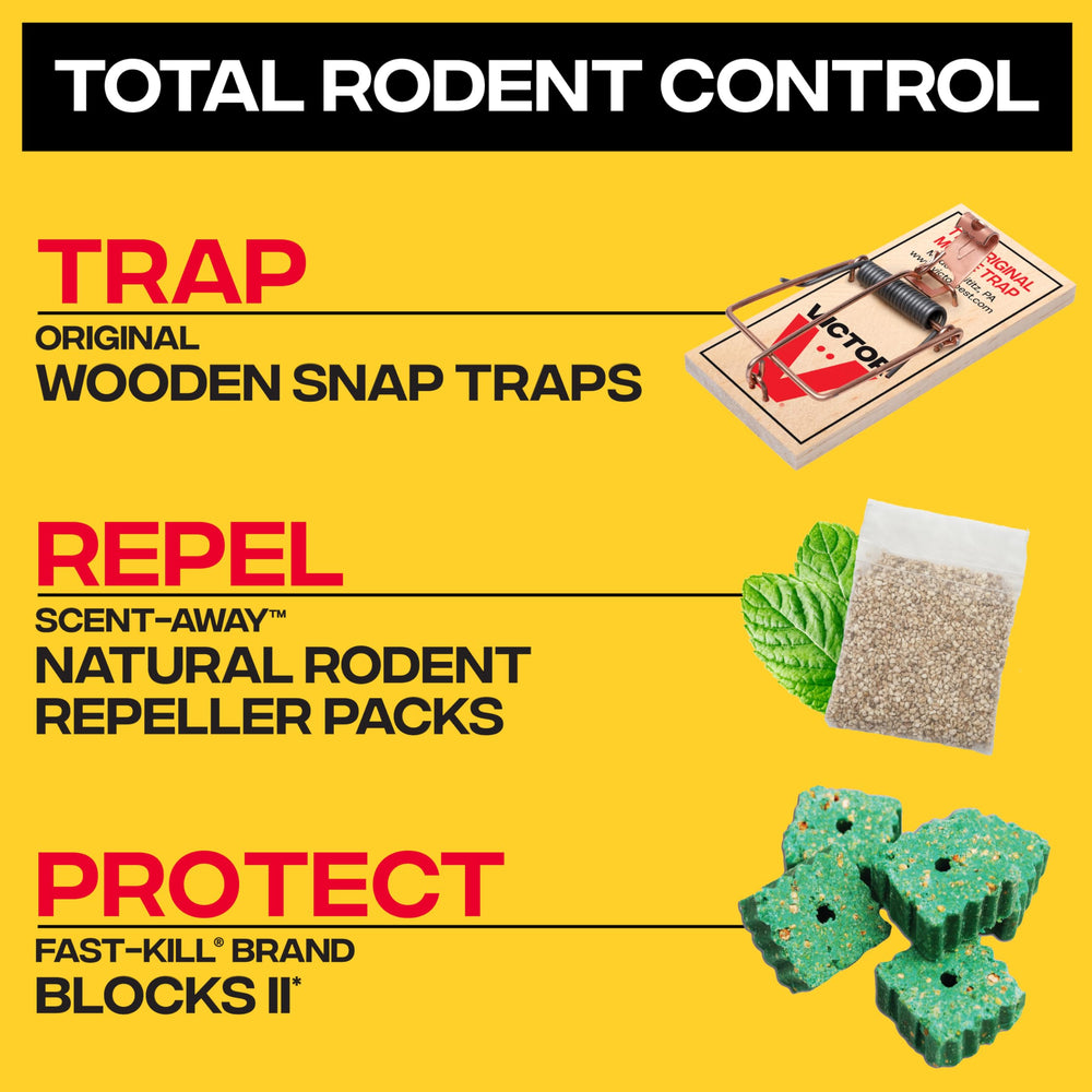 Victor bait block placed inside tamper-resistant bait station for safety