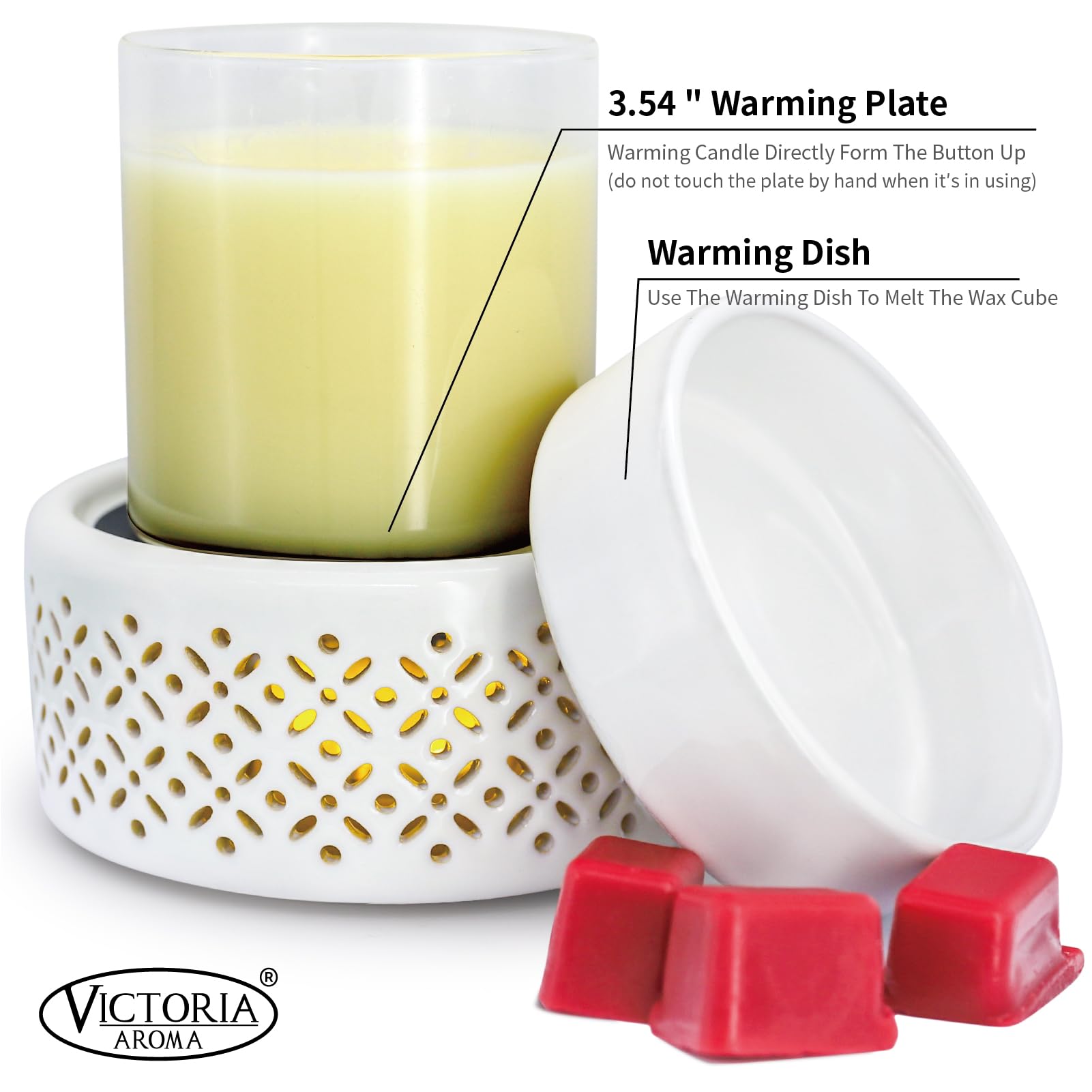 VICTORIA AROMA etiqueta y cables mostrando interruptor y conectividad