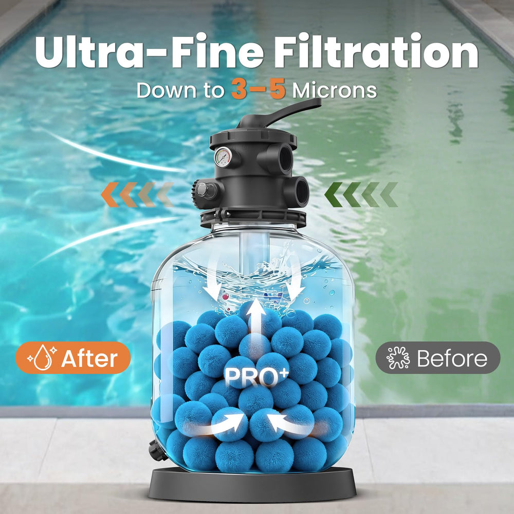 Vidapool bolas instaladas dentro de un filtro abierto para reemplazo rápido