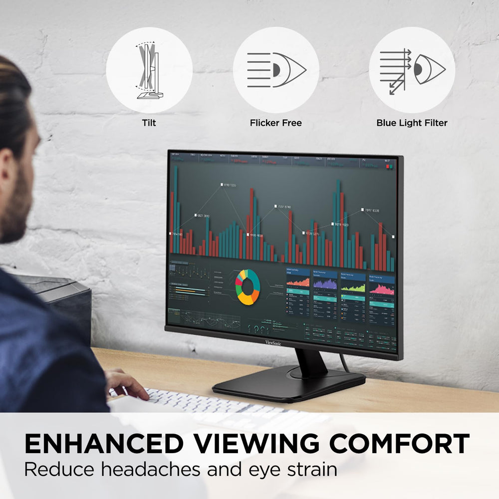 ViewSonic VA2456A-MHD puertos HDMI DisplayPort y VGA para múltiples dispositivos