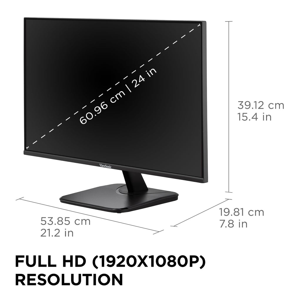 ViewSonic VA2456A-MHD en escritorio con dos monitores para productividad ampliada