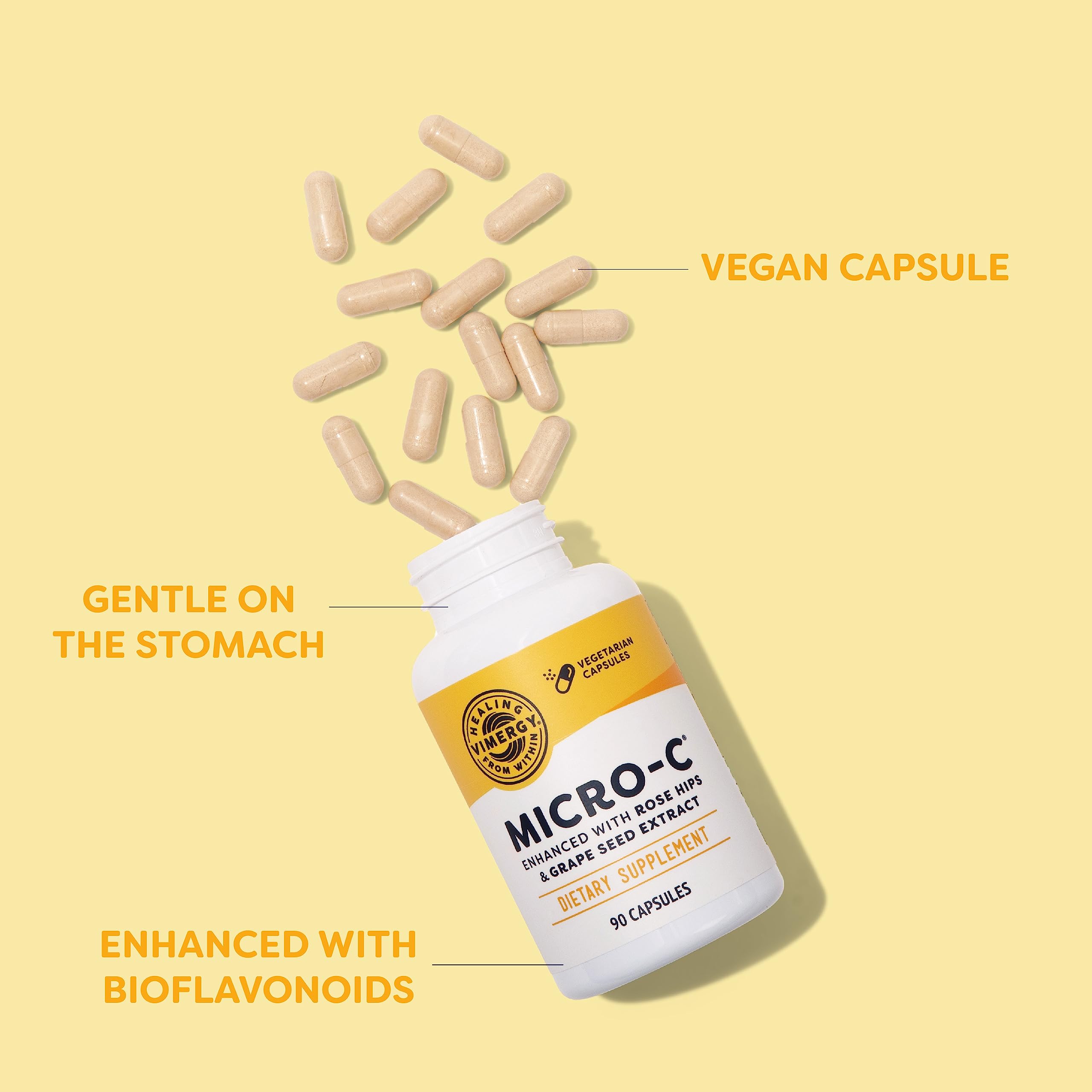Vimergy Micro-C cápsula abierta en batido, muestra versatilidad para mezclar