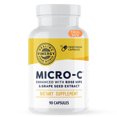 Vimergy Micro-C frente del envase mostrando diseño y tamaño, transmite confianza