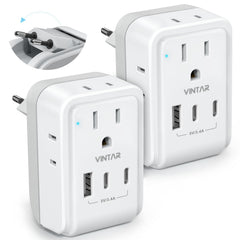VINTAR vista frontal del pack de 2 adaptadores mostrando diseño compacto y práctico