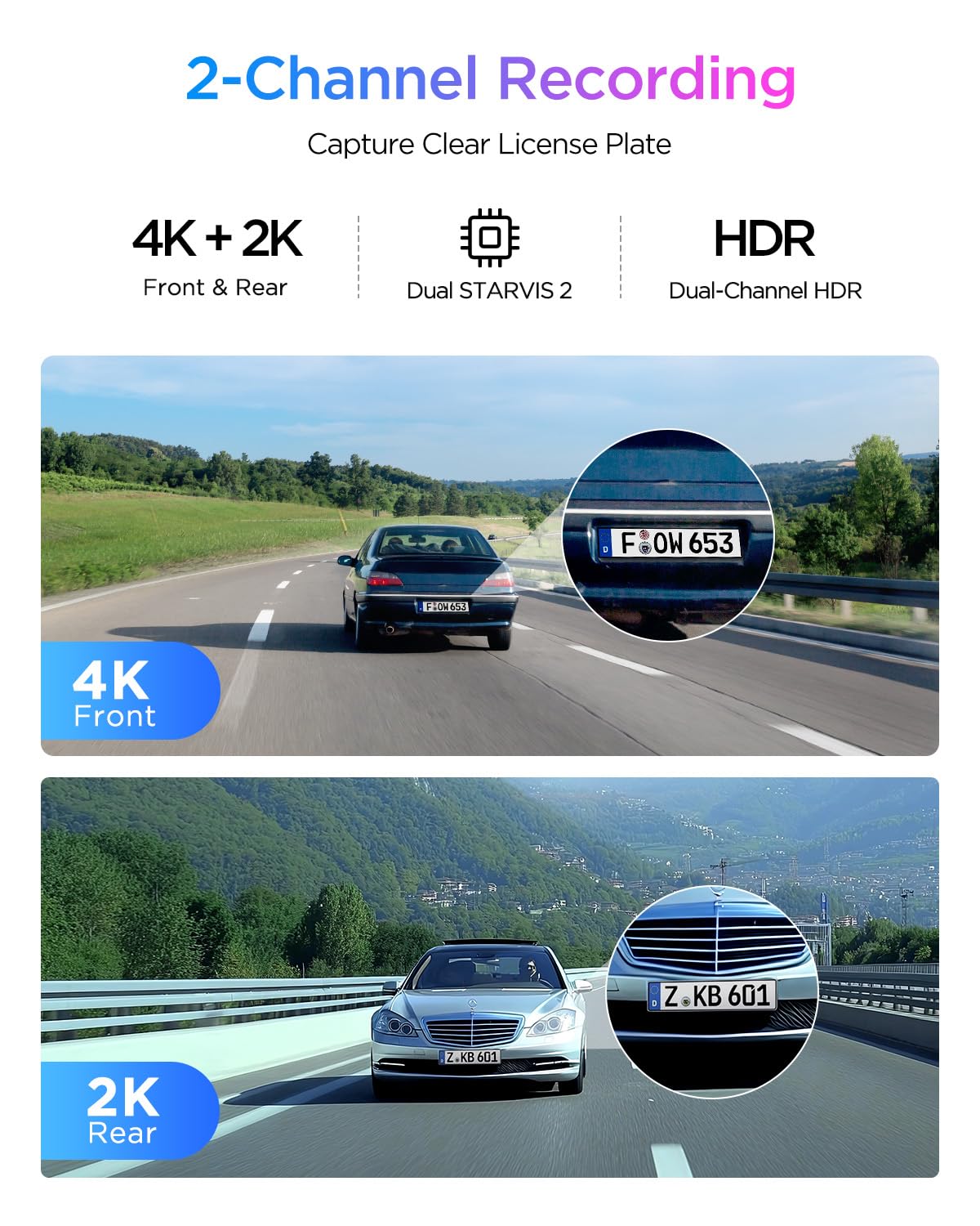VIOFO A329S cámara trasera STARVIS 2 capturando tráfico con mayor nitidez