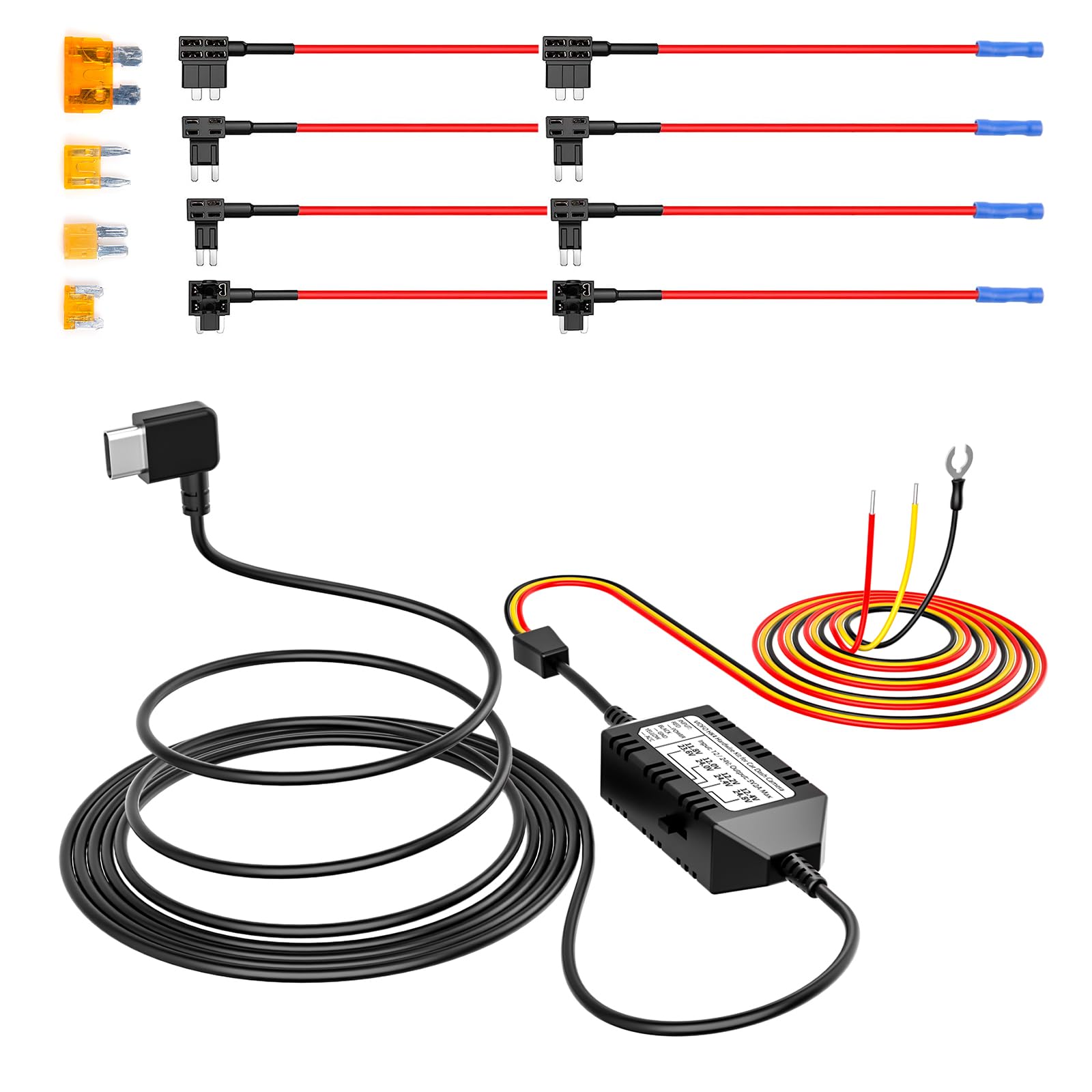 VIOFO HK4 frontal con cableado, instalación limpia y alimentación continua