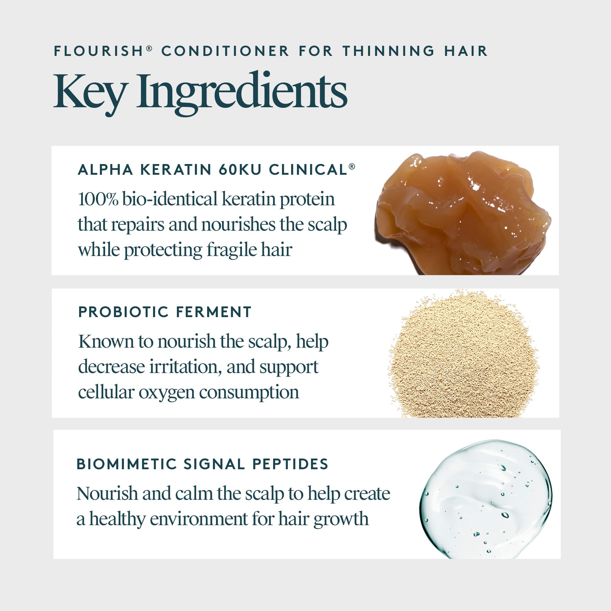 Virtue etiqueta con ingredientes clave y ventajas para el cabello