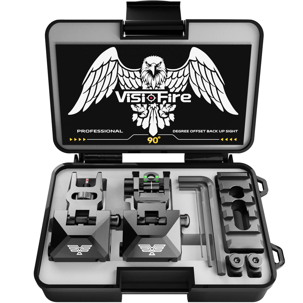 Visiofire contenido del paquete con riel m-LOK, llaves hex y caja protectora