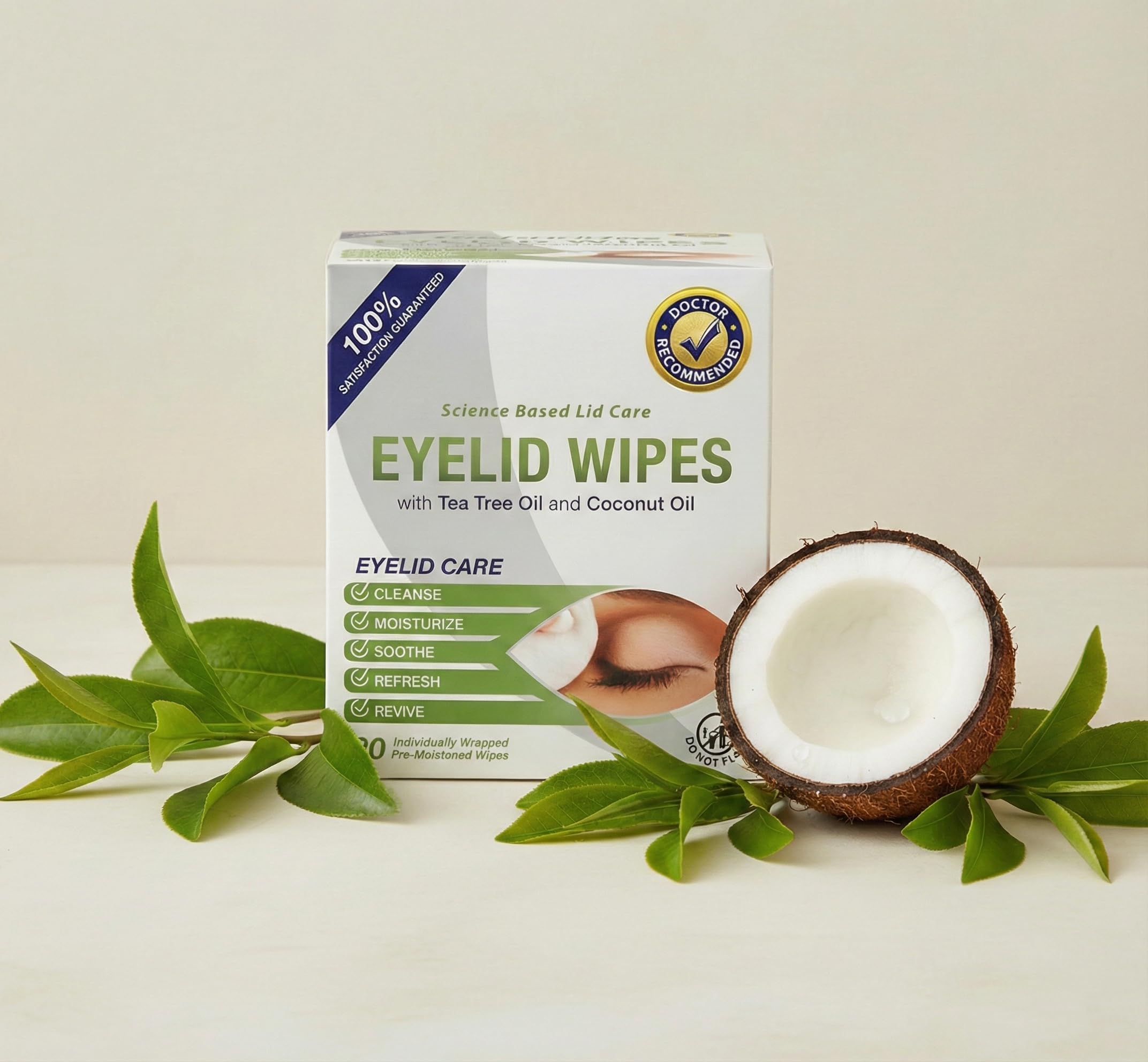Visual Advantage etiqueta con ingredientes como aceite de coco y árbol de té visible