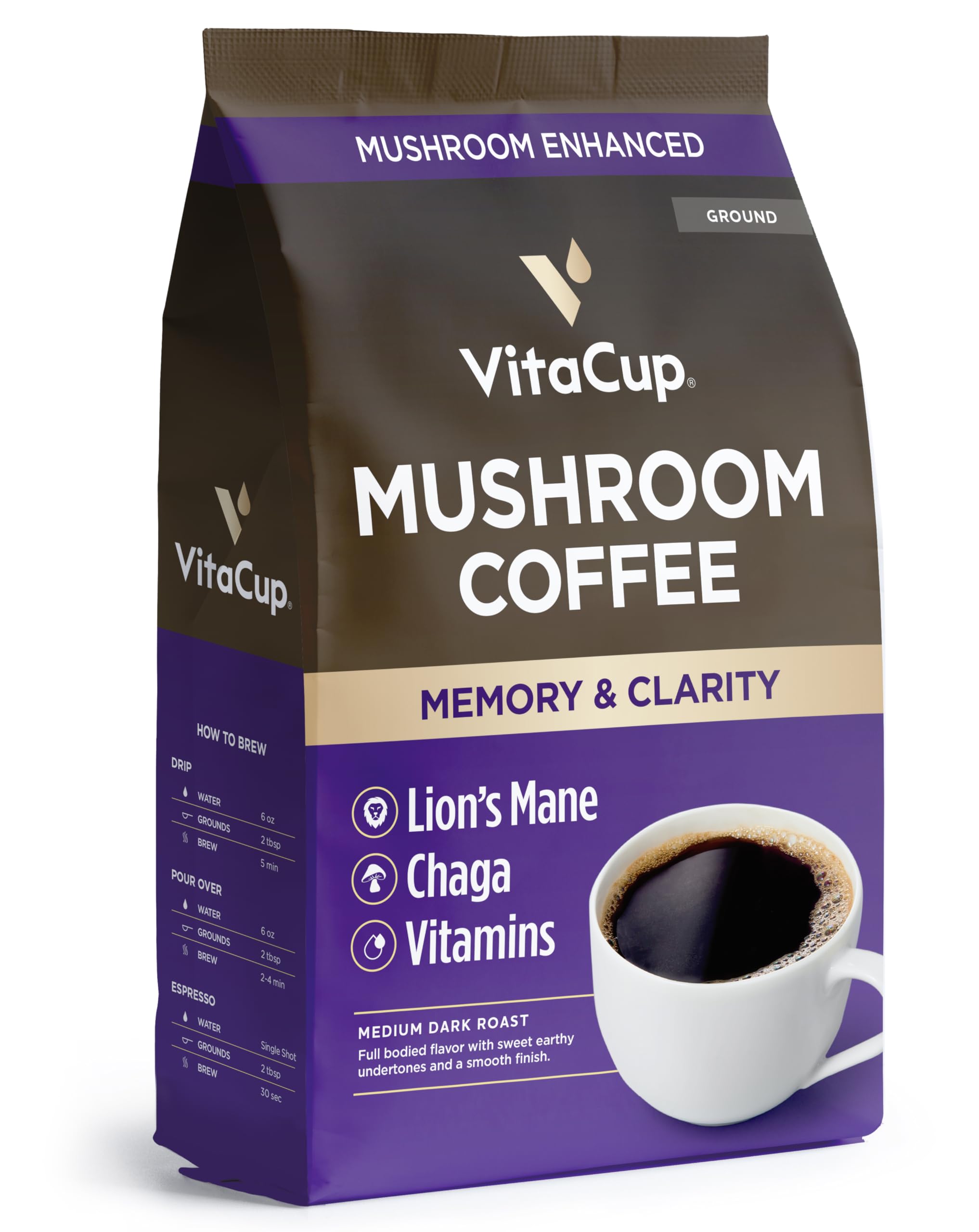 VitaCup empaque frontal mostrando la marca y beneficios para enfoque