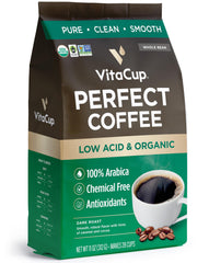 VitaCup frente del paquete mostrando sello USDA Organic y tamaño 11oz