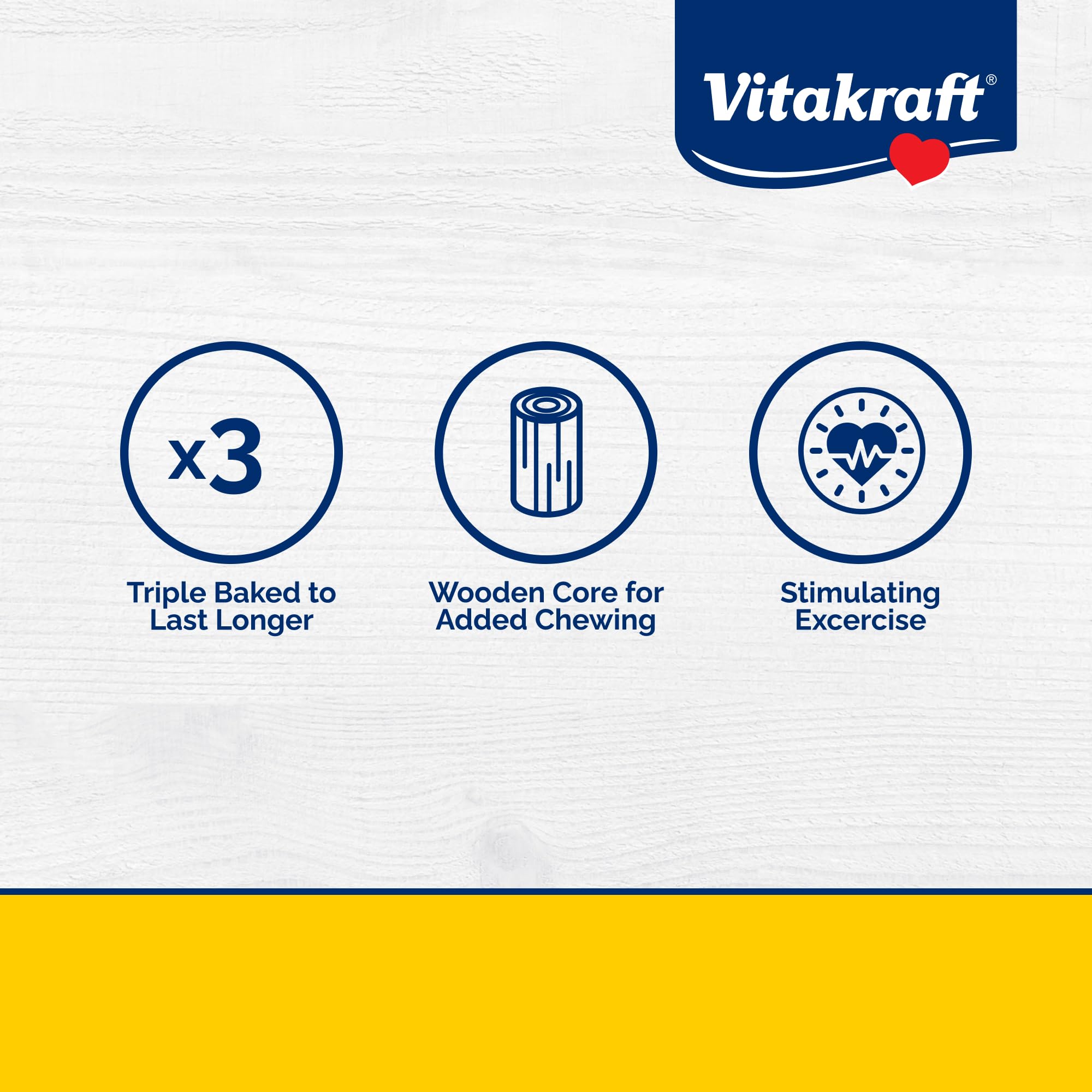 Vitakraft primer plano de textura crujiente, estimula masticación natural