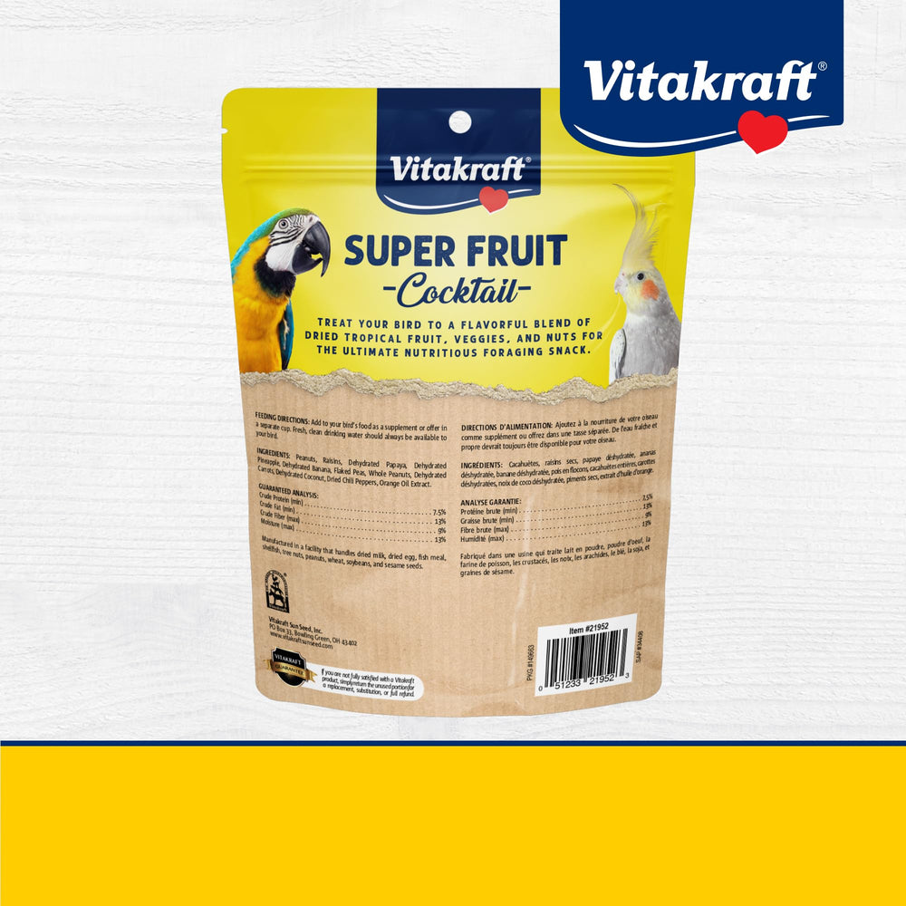 Vitakraft comparación de tamaño de los trozos para aves pequeñas y medianas