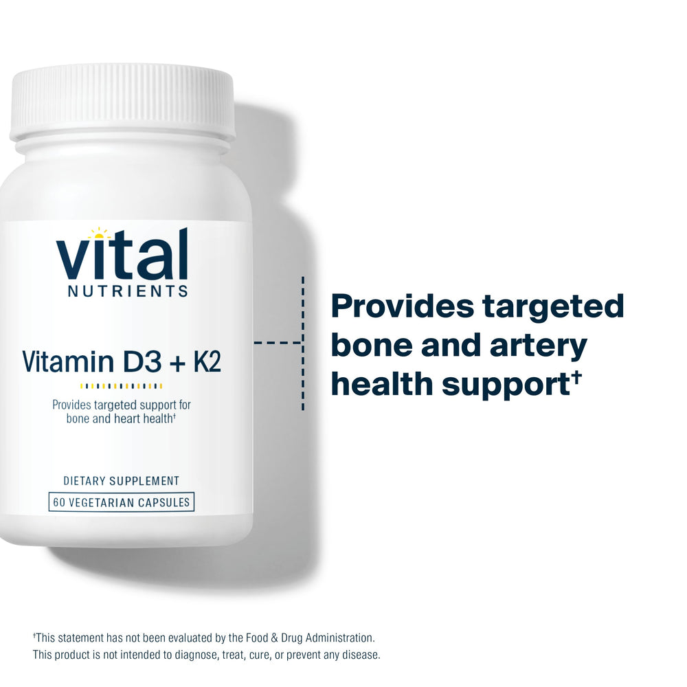 Vital Nutrients frasco junto a regla para comparar tamaño y duración