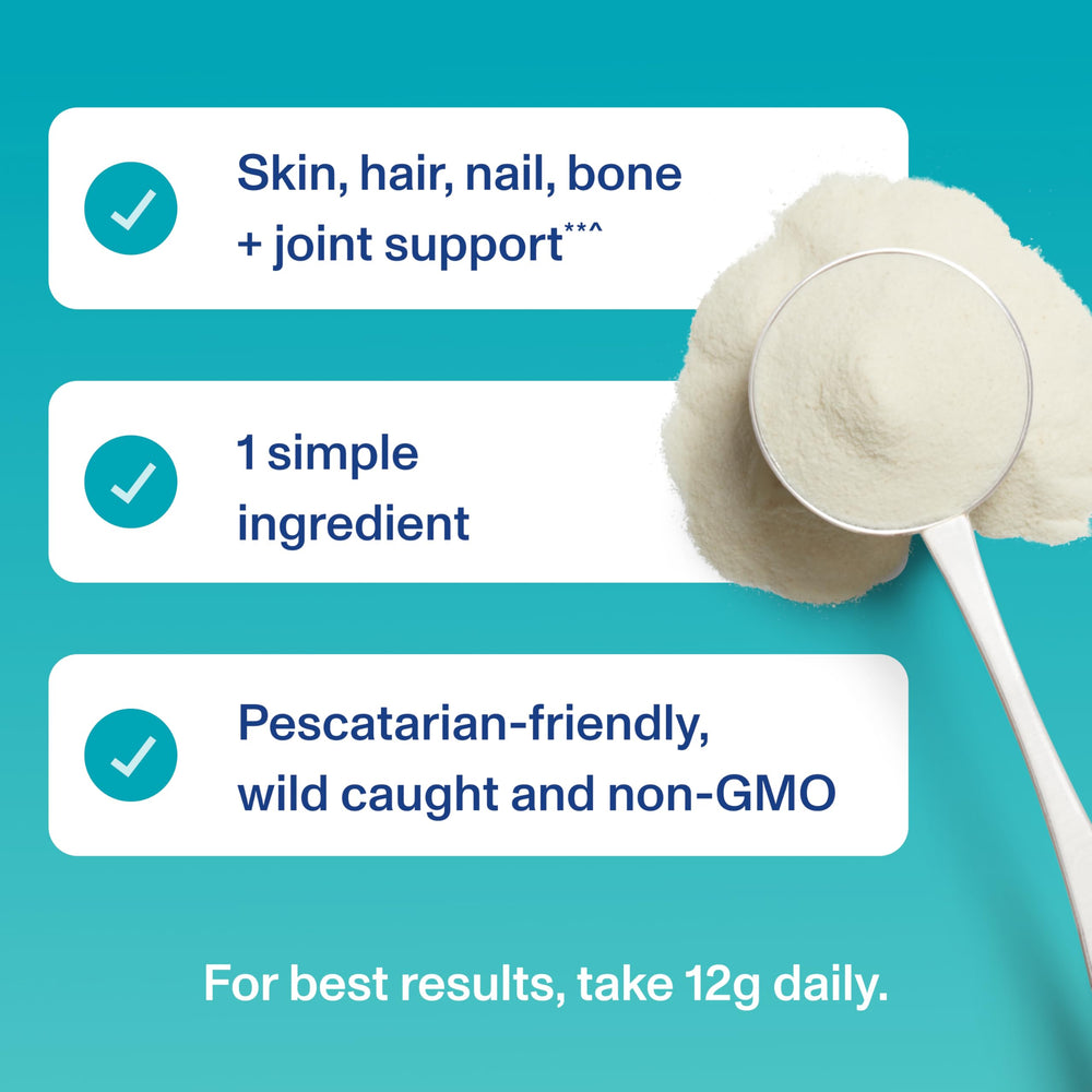 Vital Proteins bote abierto mostrando volumen y apariencia del contenido