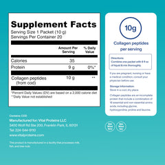Vital Proteins primer plano textura del polvo soluble y sin sabor