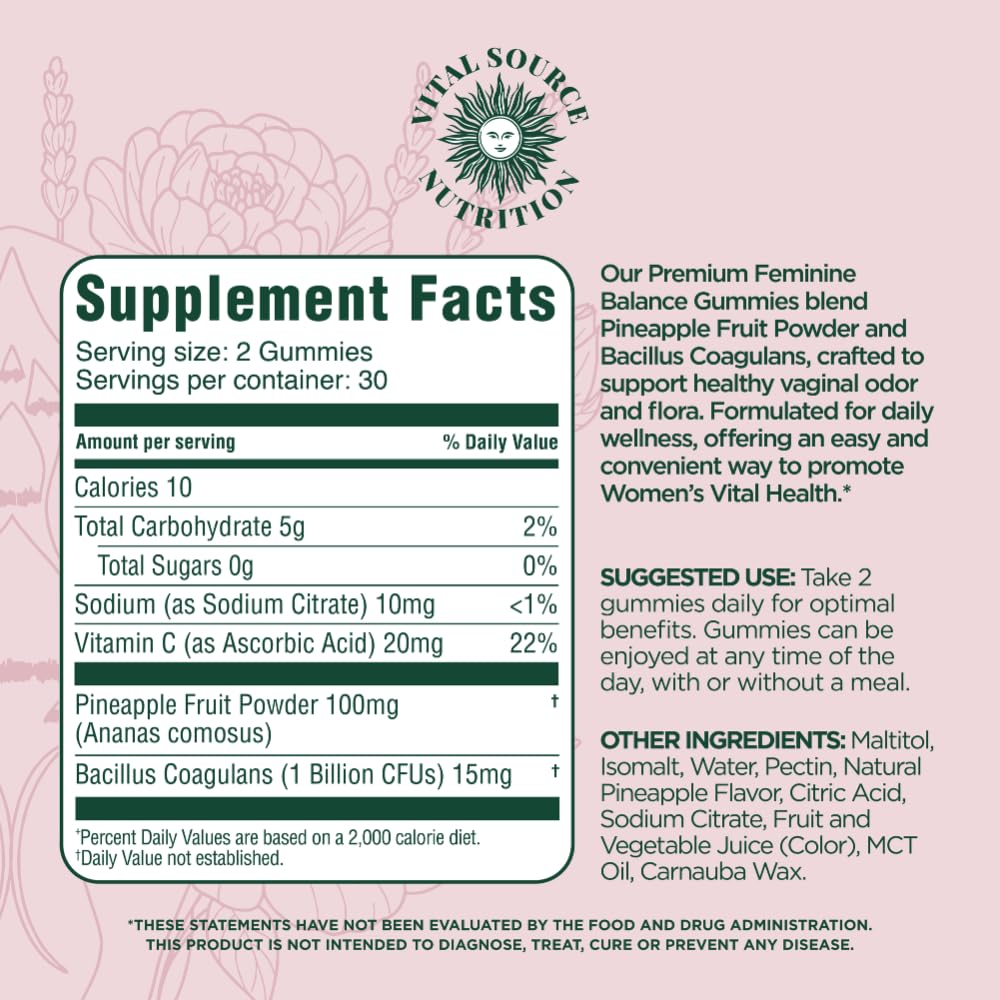 Etiqueta Vital Source Nutrition con lista de ingredientes clave y certificación vegana