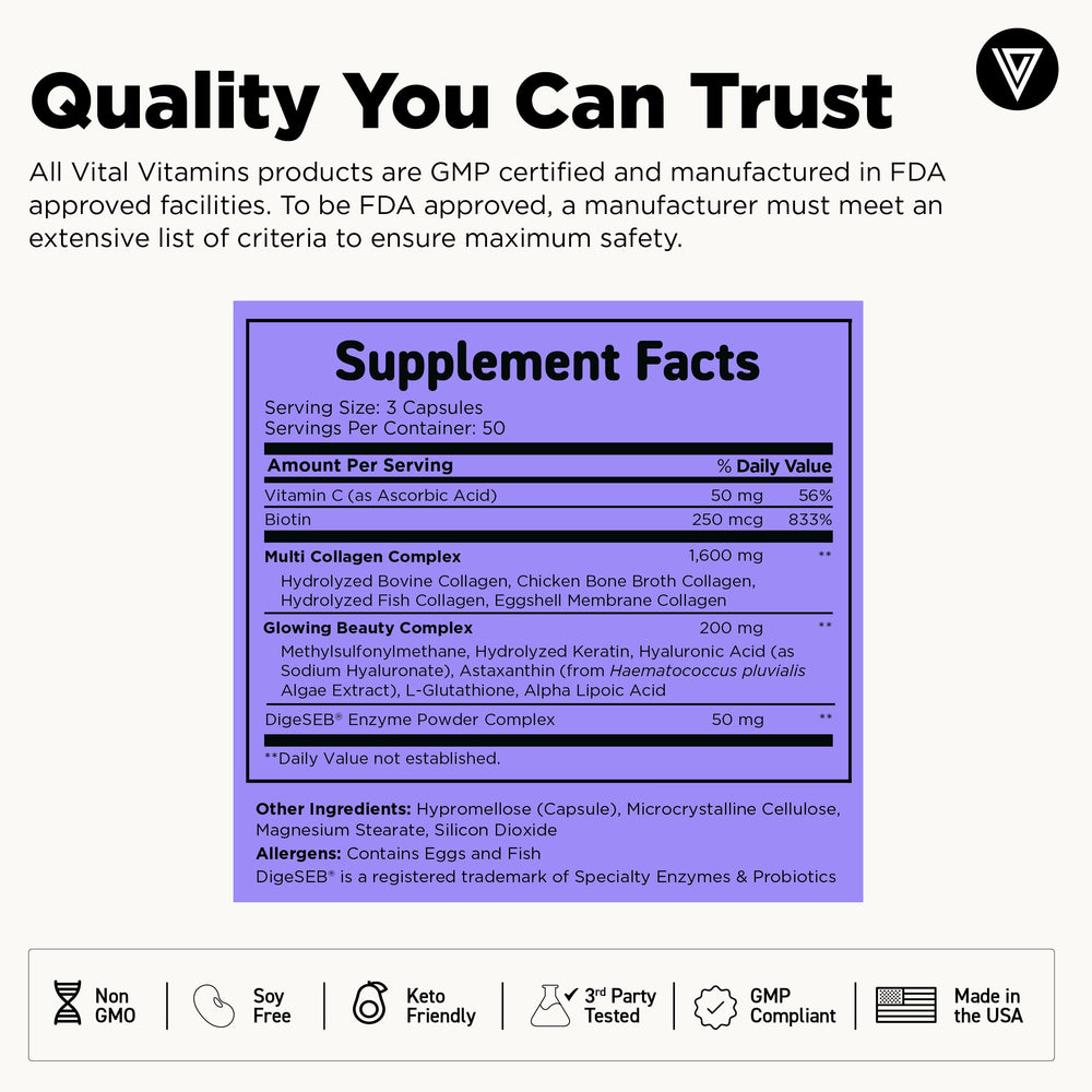 Vital Vitamins cápsulas ordenadas sobre superficie blanca para limpieza visual