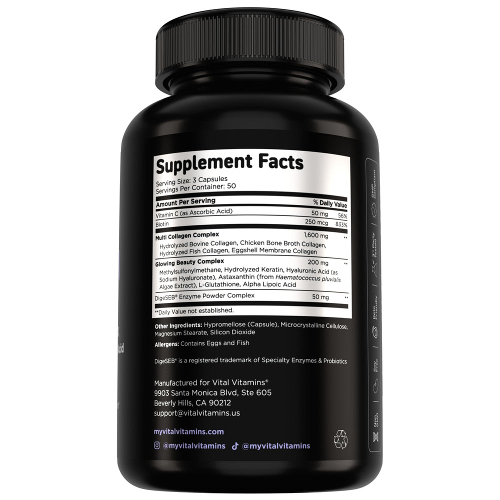 Vital Vitamins botella junto a plantas mostrando imagen natural y bienestar