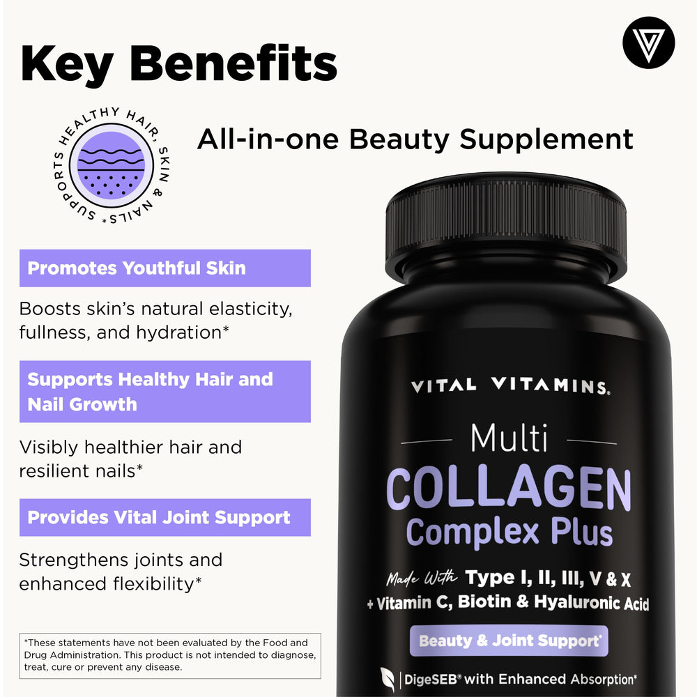 Vital Vitamins ingredientes clave como vitamina C y biotina para soporte