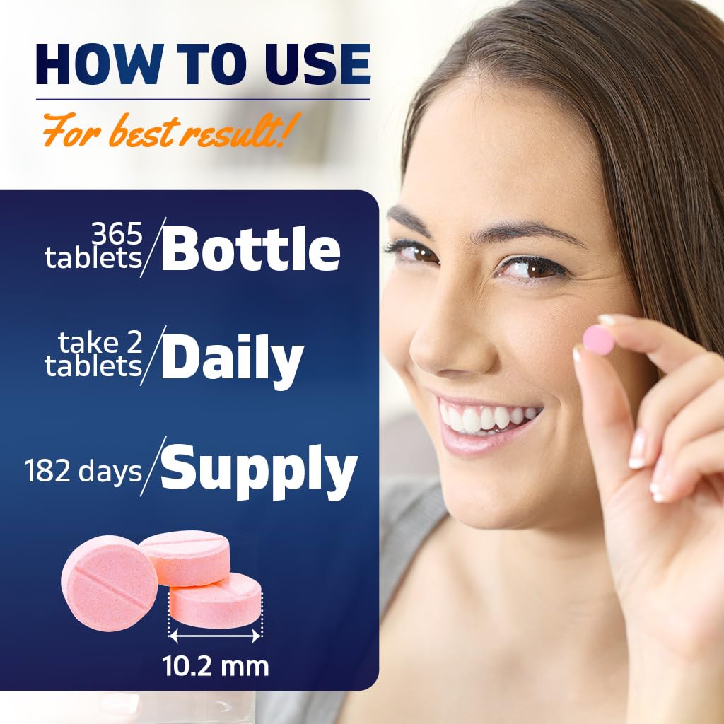 Vitamatic botella abierta y comprimidos mostrando cantidad anual