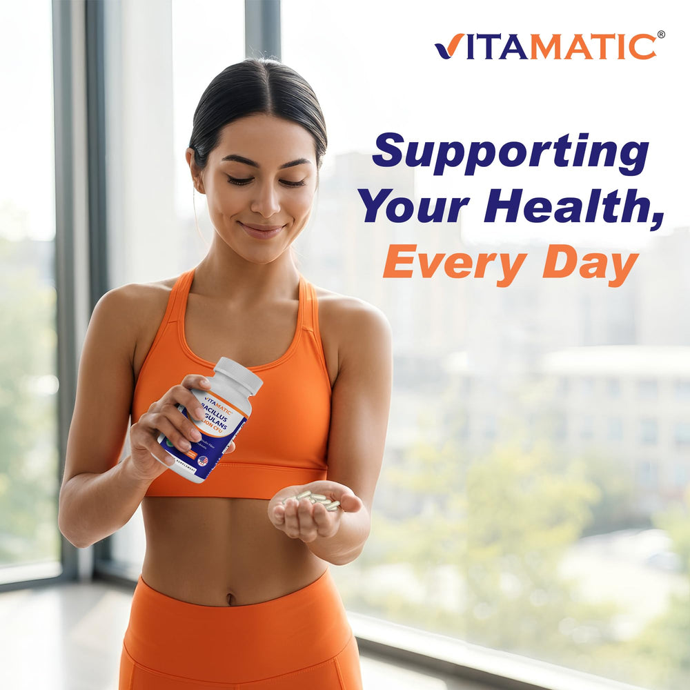 Vitamatic cápsula abierta mostrando polvo probiótico estable