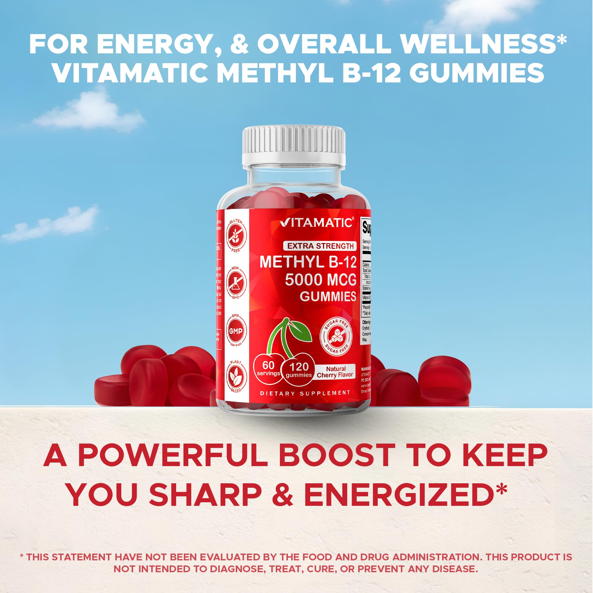 Vitamatic etiqueta nutricional legible con información de 5000 mcg