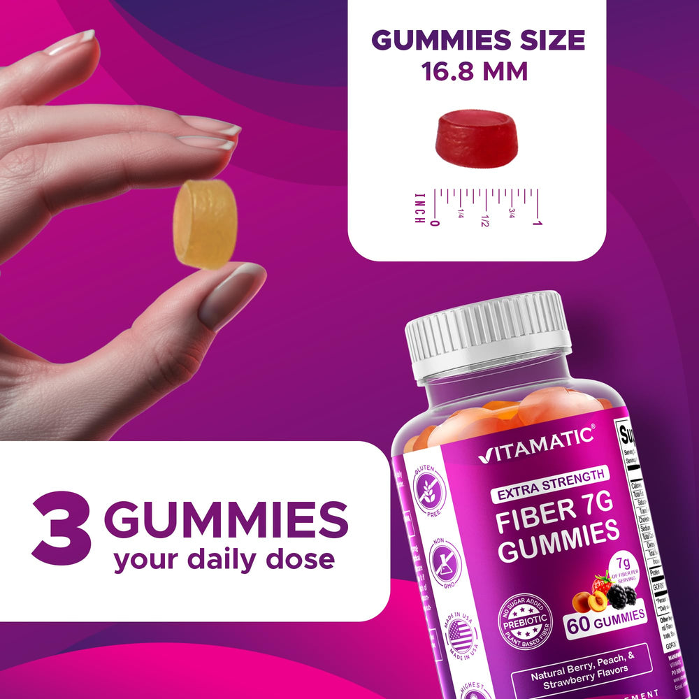Vitamatic gominolas en tres sabores mostrando variedad y atractivo natural
