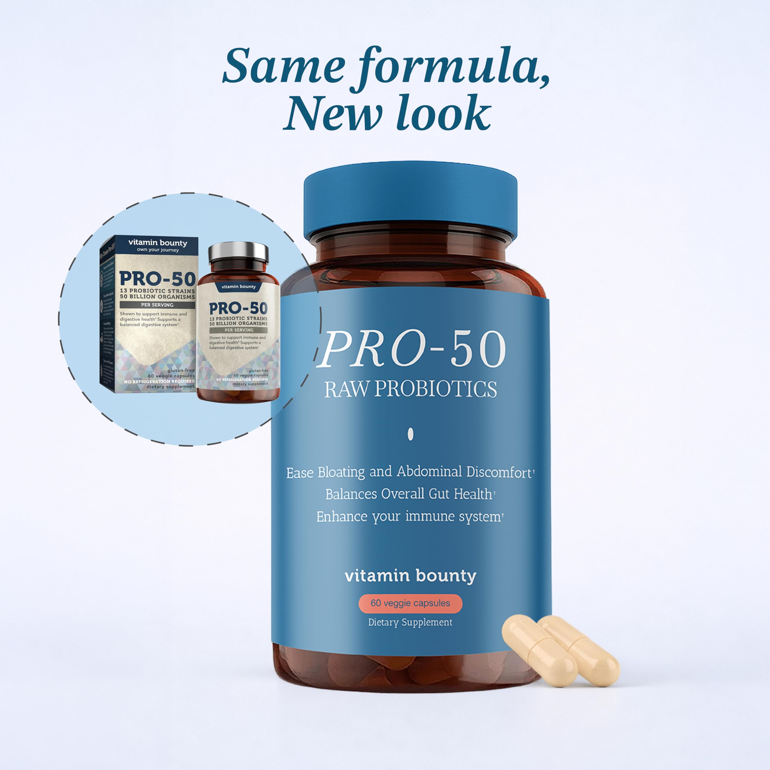 Vitamin Bounty lista de cepas resaltando 13 cepas probióticas incluidas