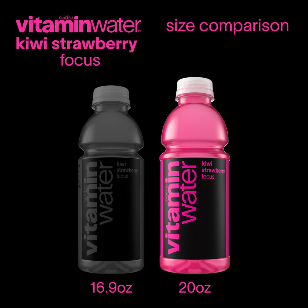 vitaminwater Focus botella en mano mostrando portabilidad y uso práctico