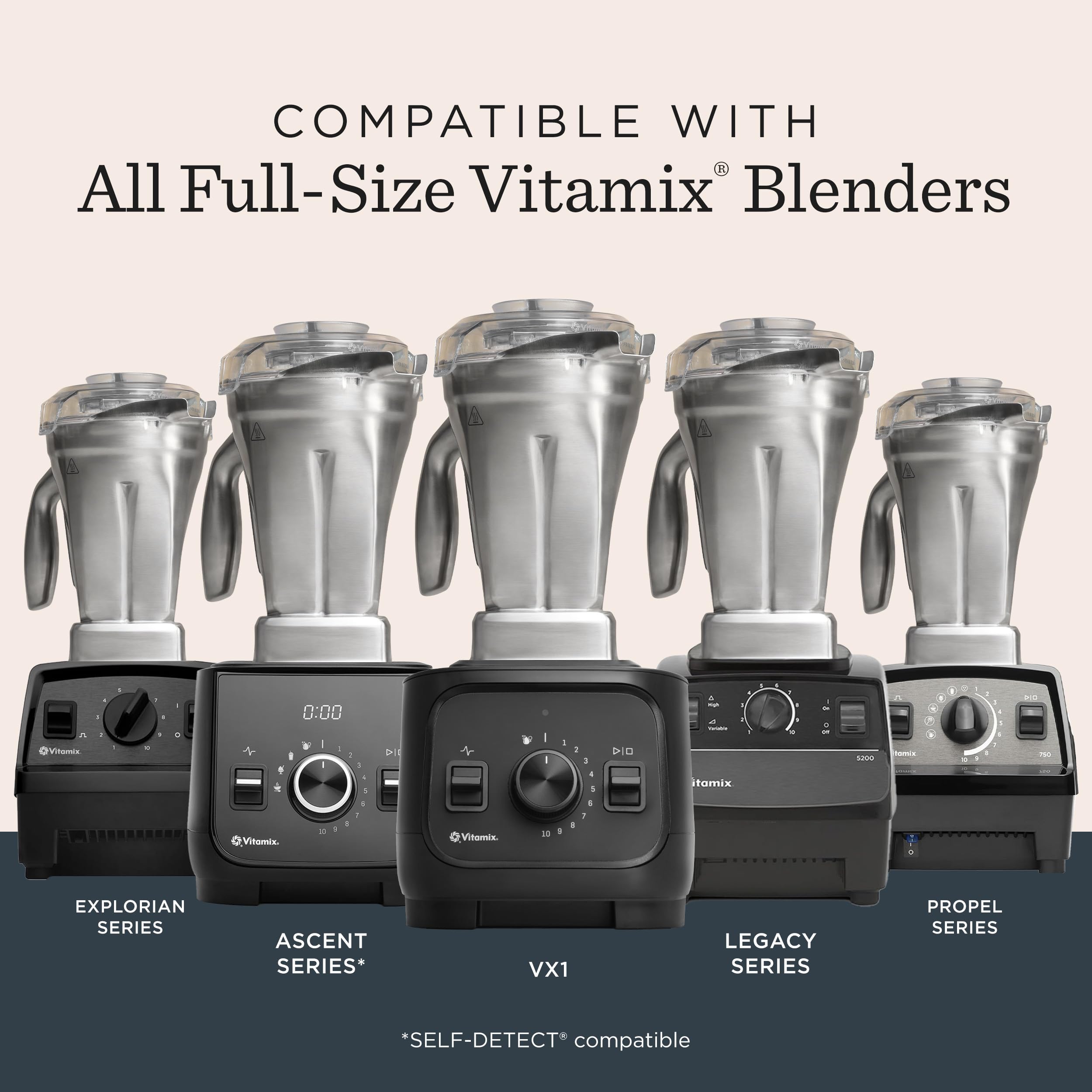 Vitamix contenedor en cocina compacta debajo de muebles, ahorro de espacio