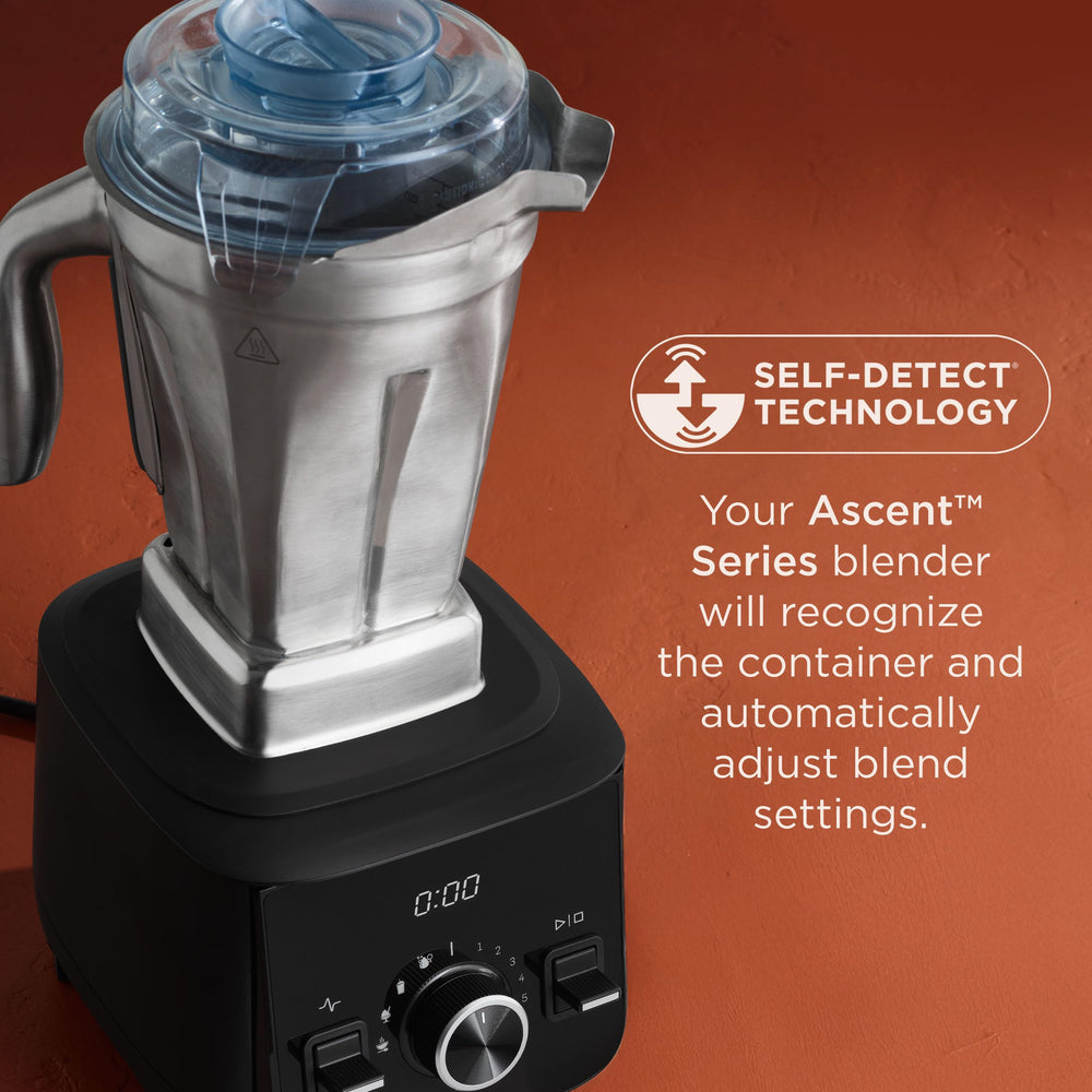 Vitamix vertiendo sopa sin goteo, limpieza y control en la encimera