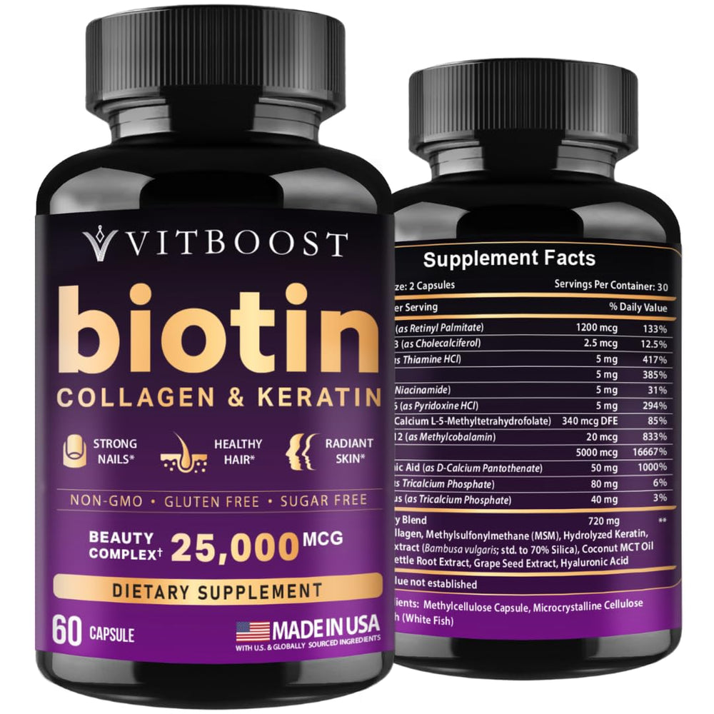 VITBOOST frasco frontal mostrando la etiqueta y dosis clara para confianza