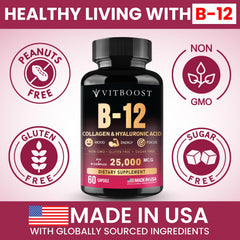 VITBOOST ingredientes en primer plano destacando colágeno y B12