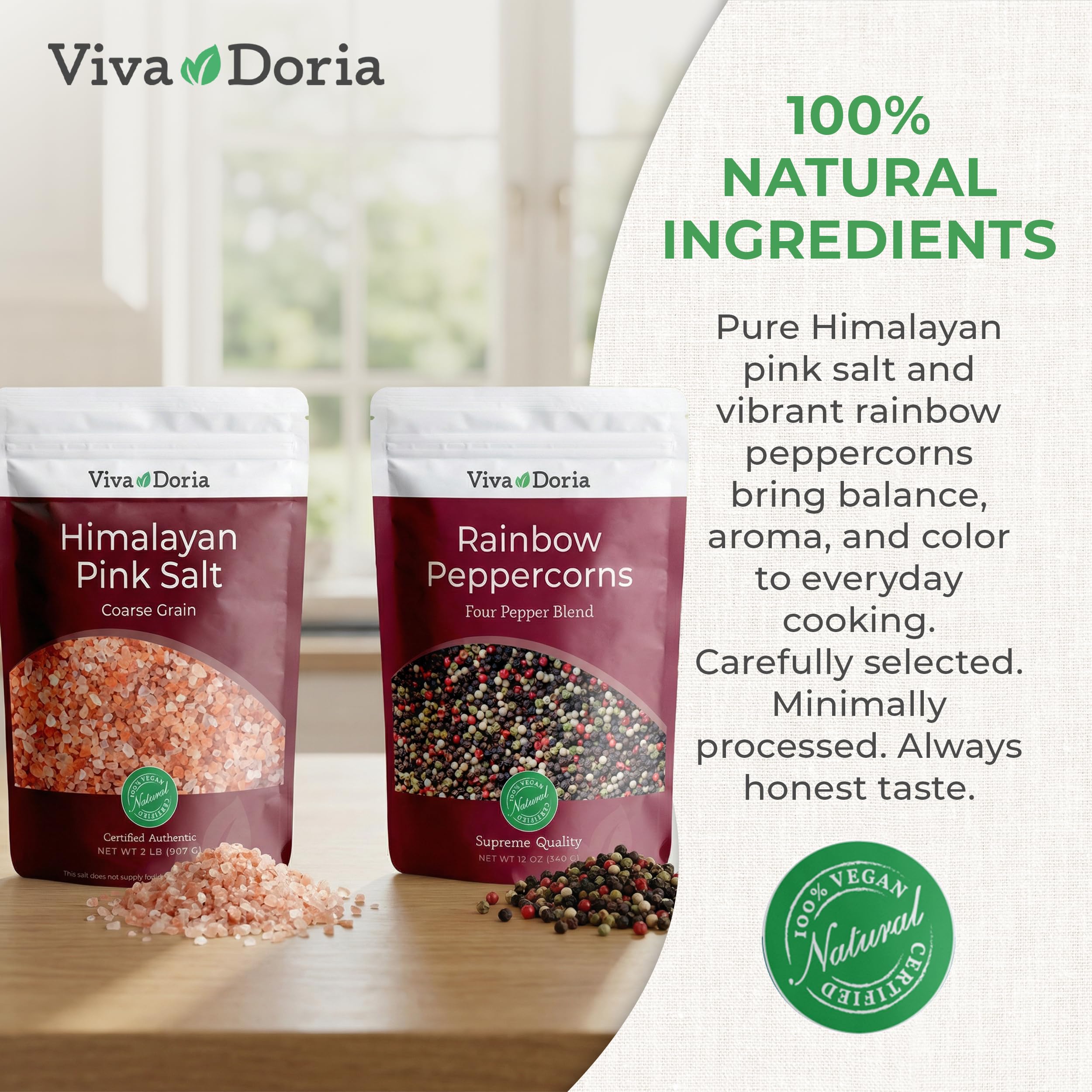 Viva Doria comparación de tamaño de bolsas 2 lb y 12 oz, cantidad