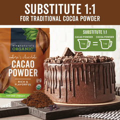 Viva Naturals cacao usado en brownie casero con color profundo