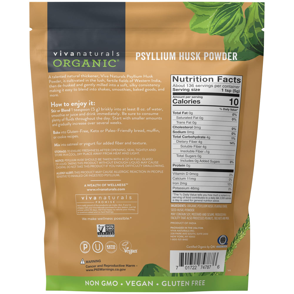 Viva Naturals etiqueta con certificaciones orgánicas y confianza